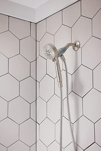 Moen Engage Magnetix Spot Resist Brushed Nickel 3.5-Inch Six-Function Eco-Performance Handheld Showerhead With Magnetic Docking System, 26100Srn #TOP4