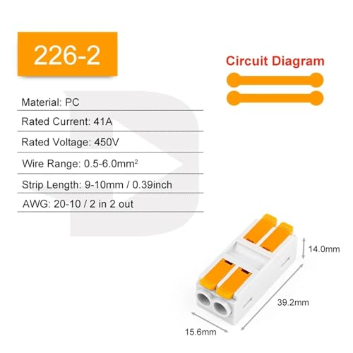 Conector eléctrico de 6 mm² compacto bloque de terminales rápidos 2