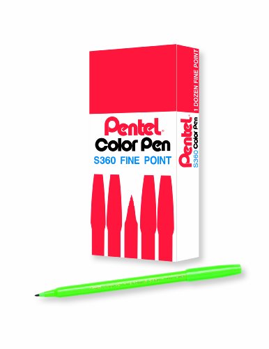 Image of Pentel Arts Color Pen, Light Green, Box of 12 (S360-111)