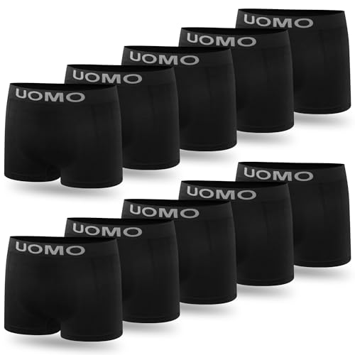 L&K 10er Pack Herren Boxershorts Unterwäsche Microfaser Schwarz 1214 BL L/XL