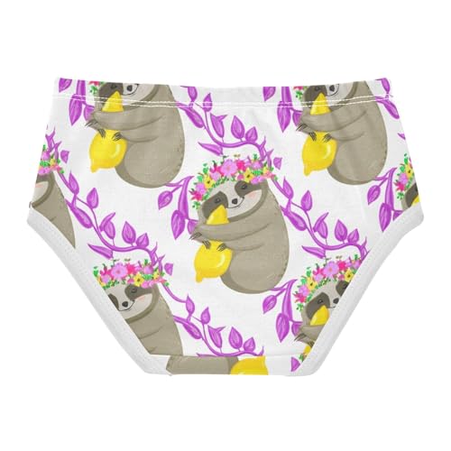 Cute Gray Sloths Flower White Girls Underwear Toddlers 2t Cotton Little Girl Panties Fun Kids Undies Briefs2