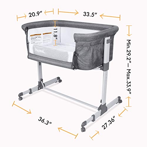 Papablic 2-In-1 Bonni Baby Bassinet & Bedside Sleeper, Grey #TOP4