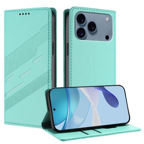 Housse portefeuille iPhone 17 Pro vert menthe pour simplifier vos déplacements