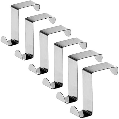 Tatkraft Seger – Pack of 6 Over The Door Hooks – Reversible and Compatible for Doors and Cupboard Doors – Towel Holders – Stainless Steel Hangers for Everything – Holds up to 11lbs (5kg) Cover
