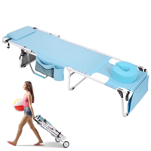 WHEEL-2-GO Heavy Duty Tanning Chair with Padded Face Hole Adjustable