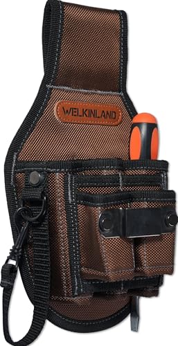 WELKINLAND 7-Pockets Tool Pouch, Brown Tool Pouch Organization, Heavy-Duty Electrician Tool Pouches Men, Side Belt Pouch, Small Electrician Holster