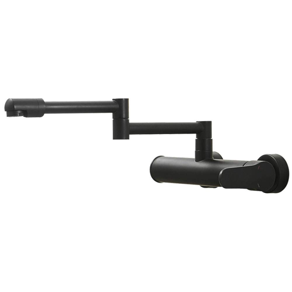 Robinet mural rotatif et extensible en laiton noir mat pour double évier