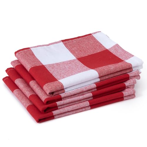 Encasa XO Lot de 4 torchons de Cuisine en Coton pour Vaisselle à séchage Rapide, 70 x 45 cm, très absorbants, pour Le Nettoyage des Assiettes et des Verres,...