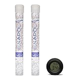 Napoli Cigar Humidor Humidifier Solution Tubes (2 Pack) - Crystal Gel Maintains Humidity to 70% Rh & Protects Up to 25 Cigars - Set Also Includes A Digital Hygrometer