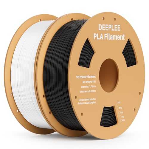 Image of PLA 1.75mm 3D Printer Filament, Dimensional Accuracy + /- 0.02mm, Neatly Wound, No Clogging, Vacuum Package, Fits for Most FDM 3D Printers, 2 Pack 1kg Black & White