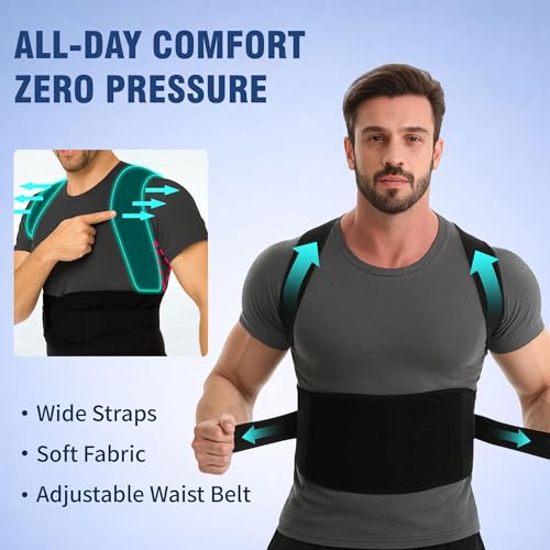Back Brace Support Posture Corrector for Women & Men – Full Back Support for Upper, Mid & Lower Back Pain Relief, Ergonomic 3-in-1 System Improves Posture & Helps with Slouching, Rounded Shoulders, L (33–37 in waist) - Image 5