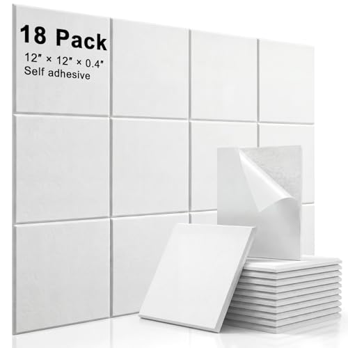 HERTBER Self-Adhesive Acoustic Panel，18 Pack Sound Proof Foam Panels，12" X