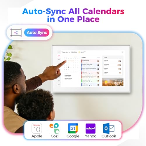 Image of Akimart 15.6 inch Smart Digital Calendar & Chore Chart, Smart Touchscreen Interactive Display for Family Schedules, Digital Photo Frame Functon, Wall & Desk Mountable