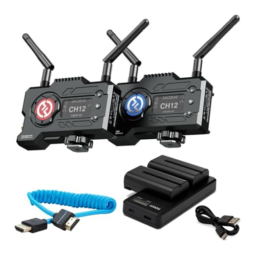 Hollyland Mars 400S PRO II SDI/HDMI Wireless Video Transmission System Bundle with Rechargeable 3350mAh Batteries, and Blue Full HDMI Cable (3 Items)