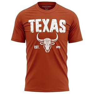 Printbox Originals Est 1845 Texas Shirts, Longhorn Shirt for Men, Football Lonestar State Fan T-Shirt
