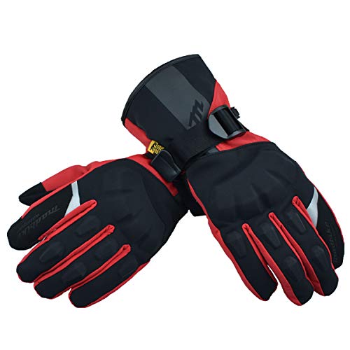 MADBIKE RACING EQUIPMENT Motorfiets Waterdichte Handschoenen Touchscreen Volledige Vinger voor Mannen Winter Motor Powersports Handschoenen (Rood, M)