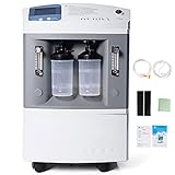 CHRYS Concentrador de Oxígeno de Doble Flujo 1-10L / min para Uso Doméstico Viajes y Automóviles,Maquina de Apnea del Sueño de O2 de Bajo Ruido 93% Máquina de Oxígeno de Alta Pureza Ajustable