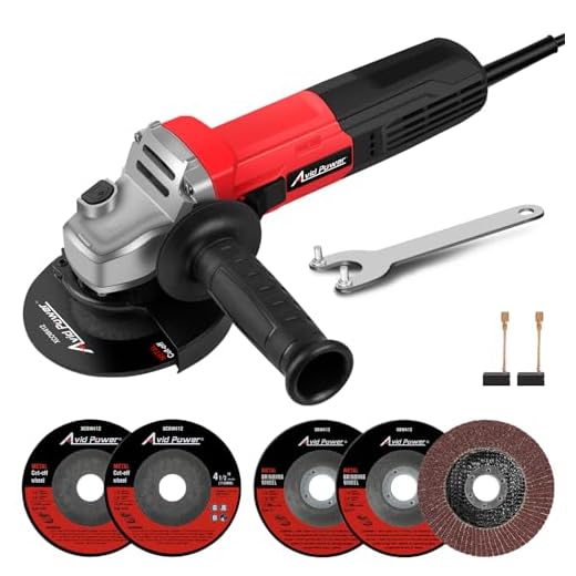 AVID POWER Angle Grinder 7.5-Amp 4-1/2 inch with 2 Grinding Wheels, 2 Cutting Wheels, Flap Disc and Auxiliary Handle