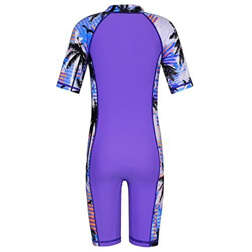 Image of TFJH E 3 in 1 Sets Girls Swimsuits Short Sleeve Rashguard Suit UV 50+ Princess Swimwear Dress Skirt Zip 3-12Y