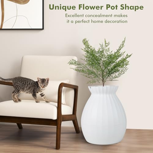 Caja de arena para gatos con planta blanca PETSITE miniatura 2