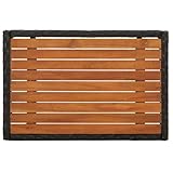 HFMDRMU Outdoor Sessel mit Liegefunktion schwarz 2er Set Poly Rattan Relaxsessel mit Tisch, Gartenmöbel Set mit Akazienholzplatte, inklusive Kissen
