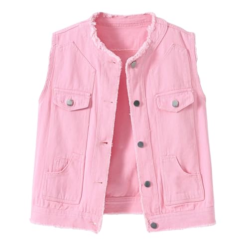 Gilet en jean décontracté pour femme coupe ajustée veste sans manches légère