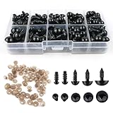 Safety Eyes for Crochet Toys, 400pcs Safety Crochet Craft Eyes 5-12mm Plastic Teddy Bear Toy Doll Eye with Washer for Crafting Toy Making