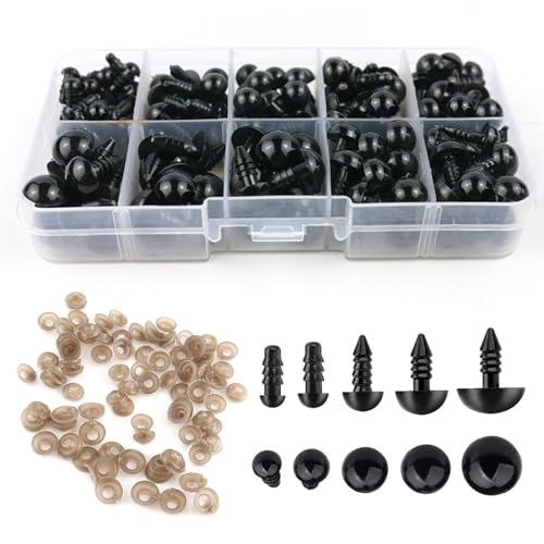 Safety Eyes for Crochet Toys 400pcs Safety Crochet Craft Eyes 5-12mm Plastic Teddy Bear Toy Doll Eye with Washer for Crafting Toy Making