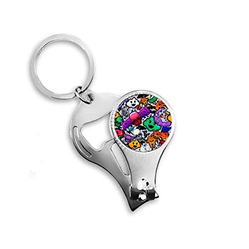 Clé à ongles tête de mort graffiti coloré accessoires manucure