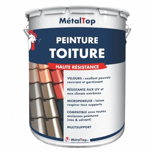 Metaltop - Peinture Toiture - Brun rouge - RAL 8012-1 L - Protection longue durée, résistante aux UV, application facile sur tuile, ardoise, tôle, fibrociment