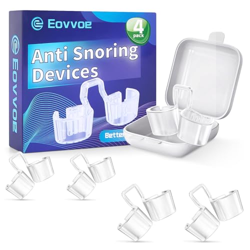 Anti Snoring Devices with 3-Gear Adjustable Design, Snore Stopper for Snoring Solution, Increases Airflow - 4 Pack