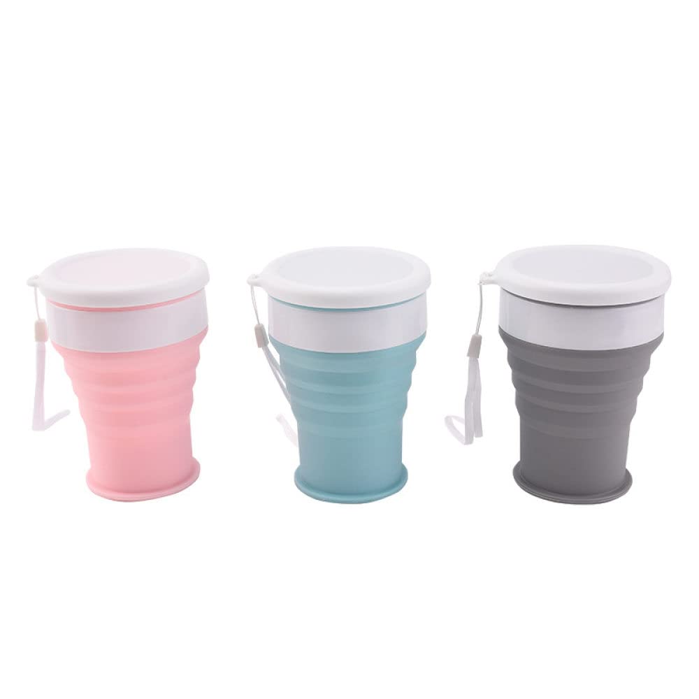 Taza de viaje de camping plegable de silicona de 200 ml Taza de café telescópica portátil Taza de agua al aire libre Botella de agua plegable Drinkware, Pink