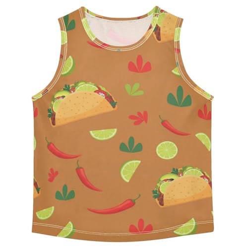 J JOYSAY Food Taco Lemon Brown Boys Tank Top Sleeveless Muscle Shirts Quick Dry Sport Active Workout Kids T-Shirts 3-15T