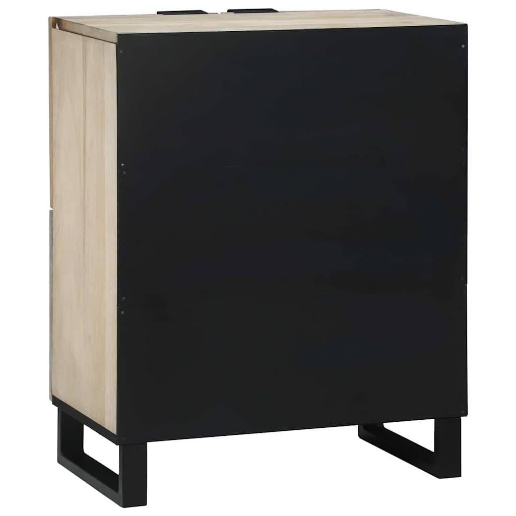 Madera maciza de mango rústico para sala comedor estudio acabado ondulado | Gabinetes y estantes de almacenamiento de medios Blanco Negro con puertas, armario aparador rustico de madera maciza de mango