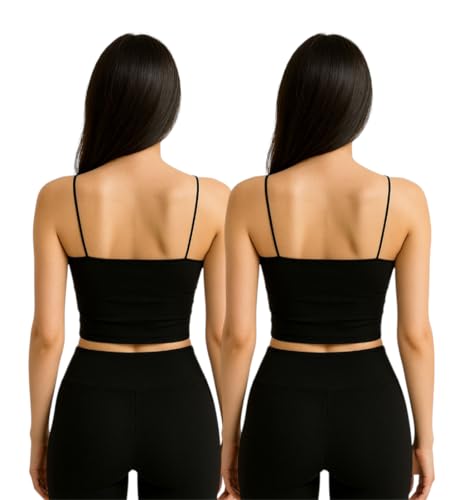 Image of Women's Seamless Long Crop Top Combo | Lightly Padded Smooth Stretchable Camisole Bra for Daily Comfort & Support | Pack of 2