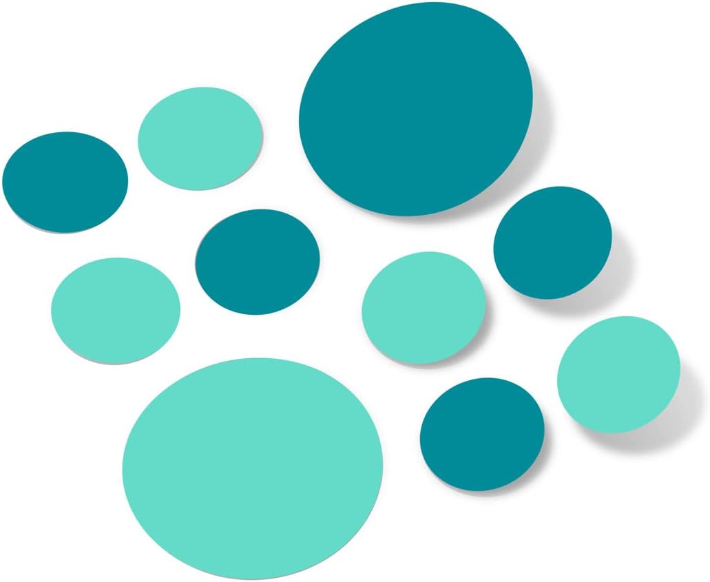 Turquoise/Mint Green Vinyl Wall Stickers - 2 & 4 inch Circles (60 Decals)