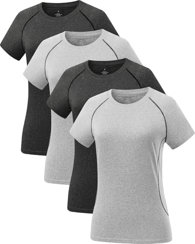 Star Vibe 4 Pack Women's Quick-Dry Short Sleeve T-Shirts Active Athletic Workout Tops Yoga Running Gym Performance Shirt