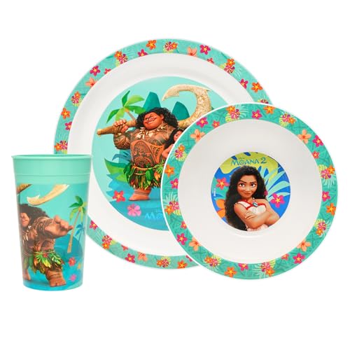 Disney Polar Gear Moana 2 Service de table 3 pièces pour enfants | Ensemble d'assiettes et bols...