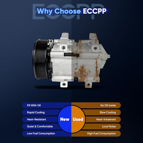 Image of ECCPP AC Compressor Direct Fit for Ford Thunderbird V6 3.8L 1989-1995 | Fit for Ford for F-250 for F-350 for F-450 for F-550 Super Duty 7.3L 1999-2003 AC Compressor with Clutch Rapid Cooling
