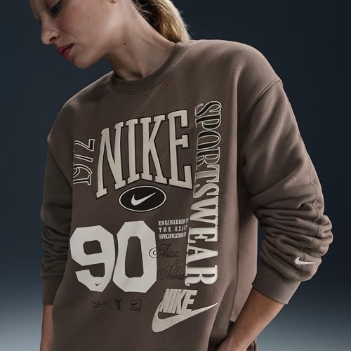 Nike Sportswear Women's Oversized Crew-Neck French Terry Sweatshirt (HF9491-233, Mink Brown/Sail)4
