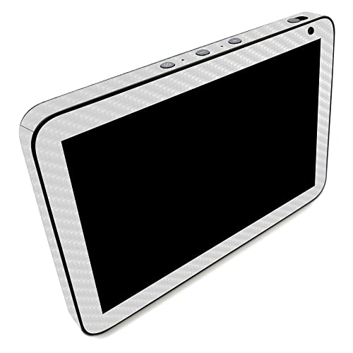Image of MightySkins Carbon Fiber Skin Compatible with Amazon Echo Show 8 (Gen 2) - Solid White | Protective, Durable Textured Carbon Fiber Finish | Easy to Apply | Made in The USA