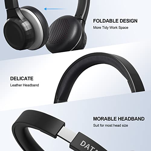 Datafy Usb Headset With Microphone For Pc, In-Line Wired Computer Laptop Headphones With Noise Cancelling Microphone, Business Headset For Home Office, Online Class Skype Zoom, Foldable On Ear Design #TOP4