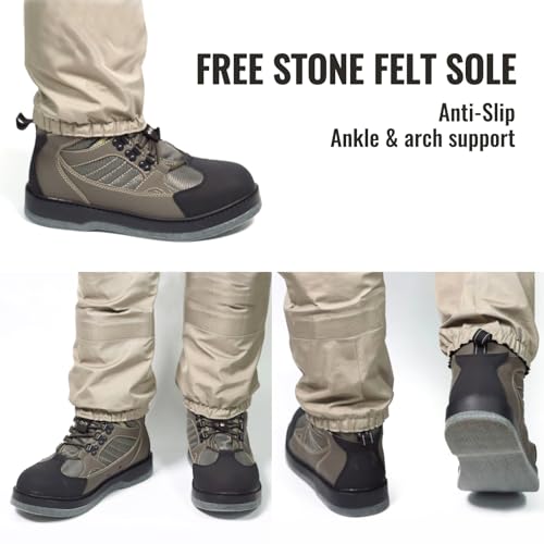 8 Fans Felt Sole Wading Boots, Felt Wader Fishing Boots, Non-Slip Felt Bottom Boots for Fly Fishing4
