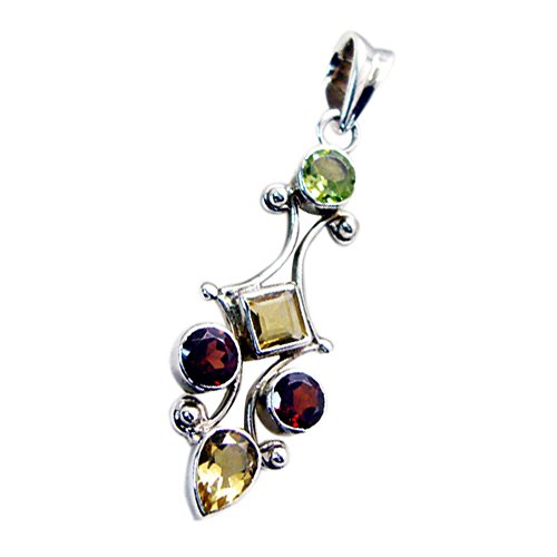 Pendentifs multi gemstone argent 925 pour éviter les allergies de peau - 4