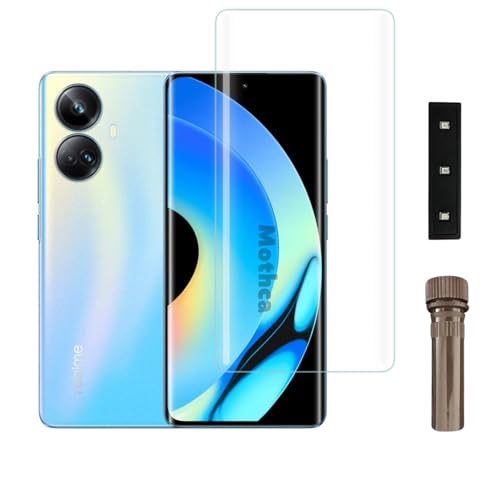 Image of Mothca Premium UV Tempered Glass Screen Protector For Realme 10 Pro Plus (Pack of 1) Full Adhesive UV Curved Screen Guard, Case Friendly with Installation Kit