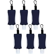ICObuty Empty Bottle for Hand Gel Products Liquid Soap 6 Pack 1 OZ Travel Sized Holder Keychain Carriers Flip Cap Reusable Portable Navy Blue