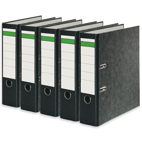 Unbekannt DIN A4 Classeurs avec des couvertures papier marbré- Certificat Ange Bleu (Lot de 5, noir)