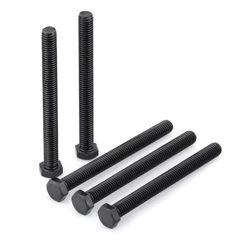 Image of Glvaner 3 /8-16 x 5 Stainless Steel Hex Head Screws Bolts, Black Coated, 304 Stainless Steel 18-8, Hexagon Head Bolts, Full Thread, 8 pcs