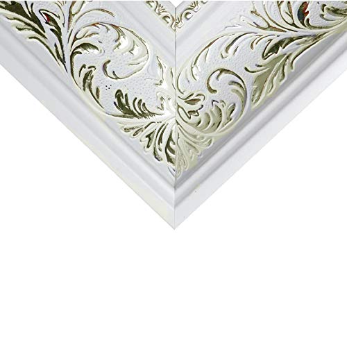 Cadre baroque en or gris et blanc 60x90 cm moulure luxe