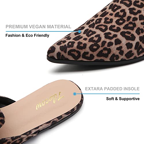 Image of Tilocow Women's Pointed Toe Flat Mules Backless Slip On Loafers